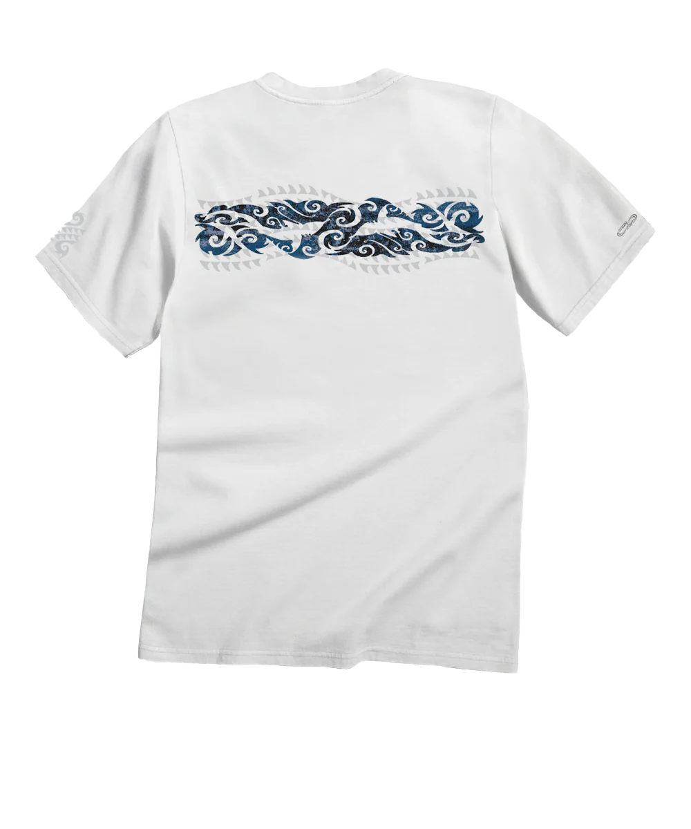 Tribal Mano Stripe - White Short Sleeve Crewneck T-Shirt - Image 4