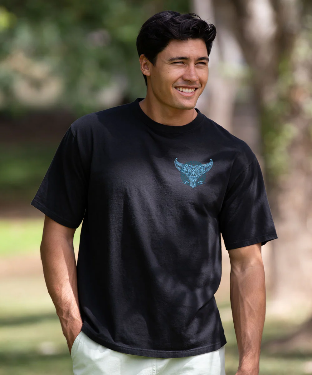 Tribal Nalu Aumakua - Black Short Sleeve Crewneck T-Shirt - Image 3