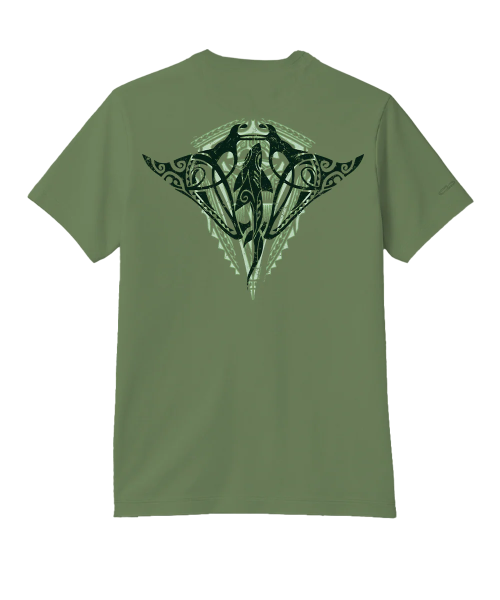 Tribal Nalu Aumakuas - Sage Green Short Sleeve Pima T-Shirt