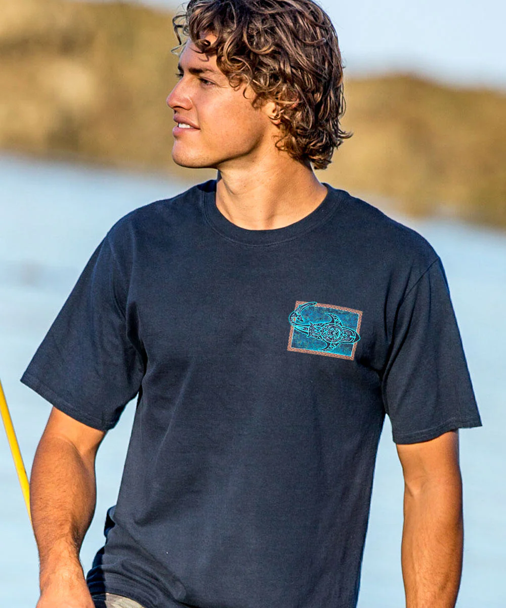 Tribal Petro Mano - Navy Short Sleeve Crewneck T-Shirt - Image 3