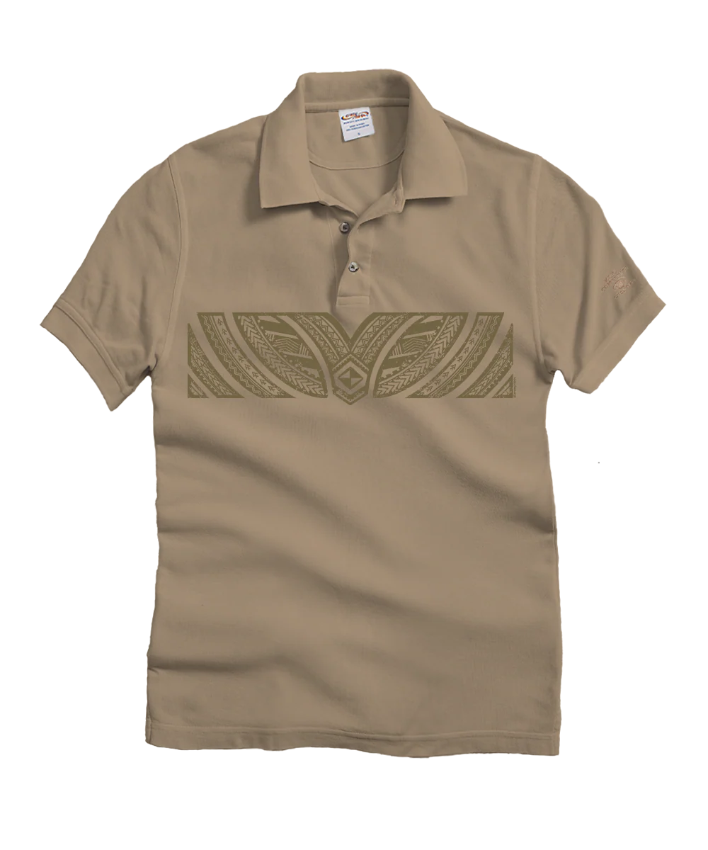Tribal Tattoo Band - Kona Coffee Dyed Short Sleeve Oceanfront Polo Shirt