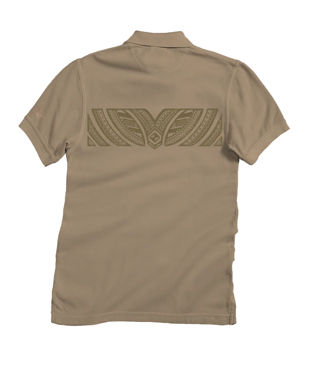 Tribal Tattoo Band - Kona Coffee Dyed Short Sleeve Oceanfront Polo Shirt - Image 4