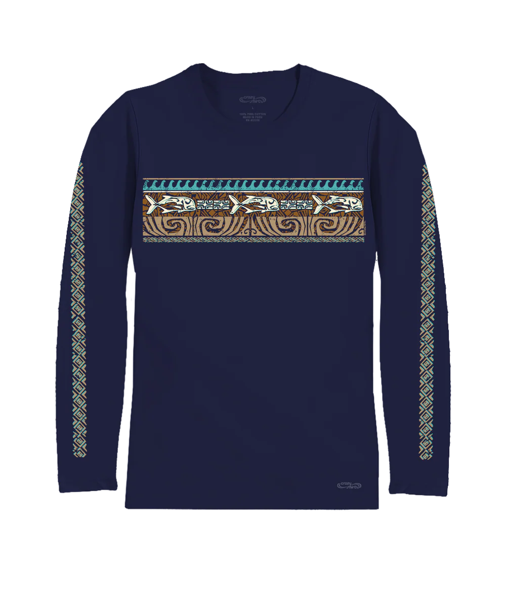 Tribal Ulua Band - Indigo Long Sleeve Pima T-Shirt
