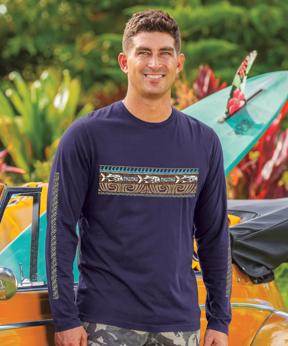 Tribal Ulua Band - Indigo Long Sleeve Pima T-Shirt - Image 2
