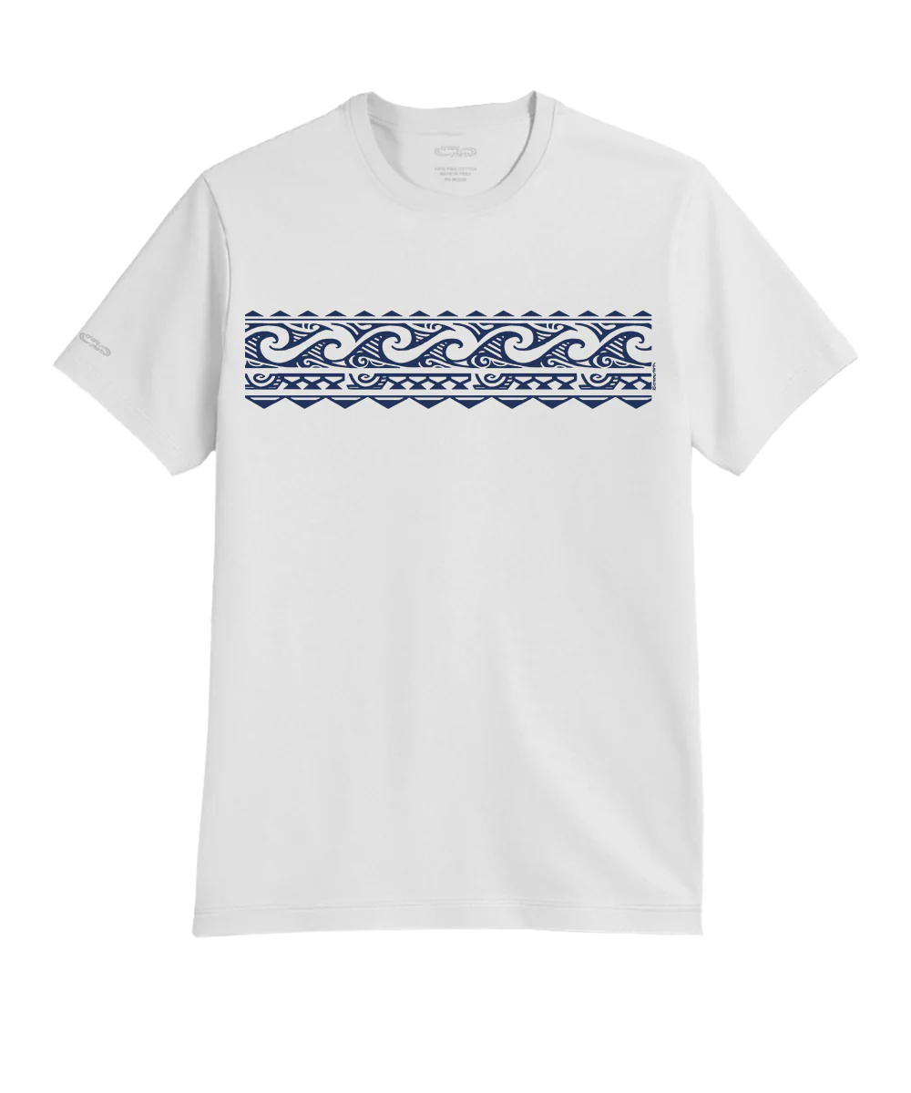 Tribal Wave Band - White Short Sleeve Pima T-Shirt