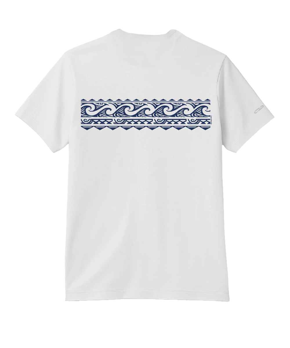Tribal Wave Band - White Short Sleeve Pima T-Shirt - Image 4