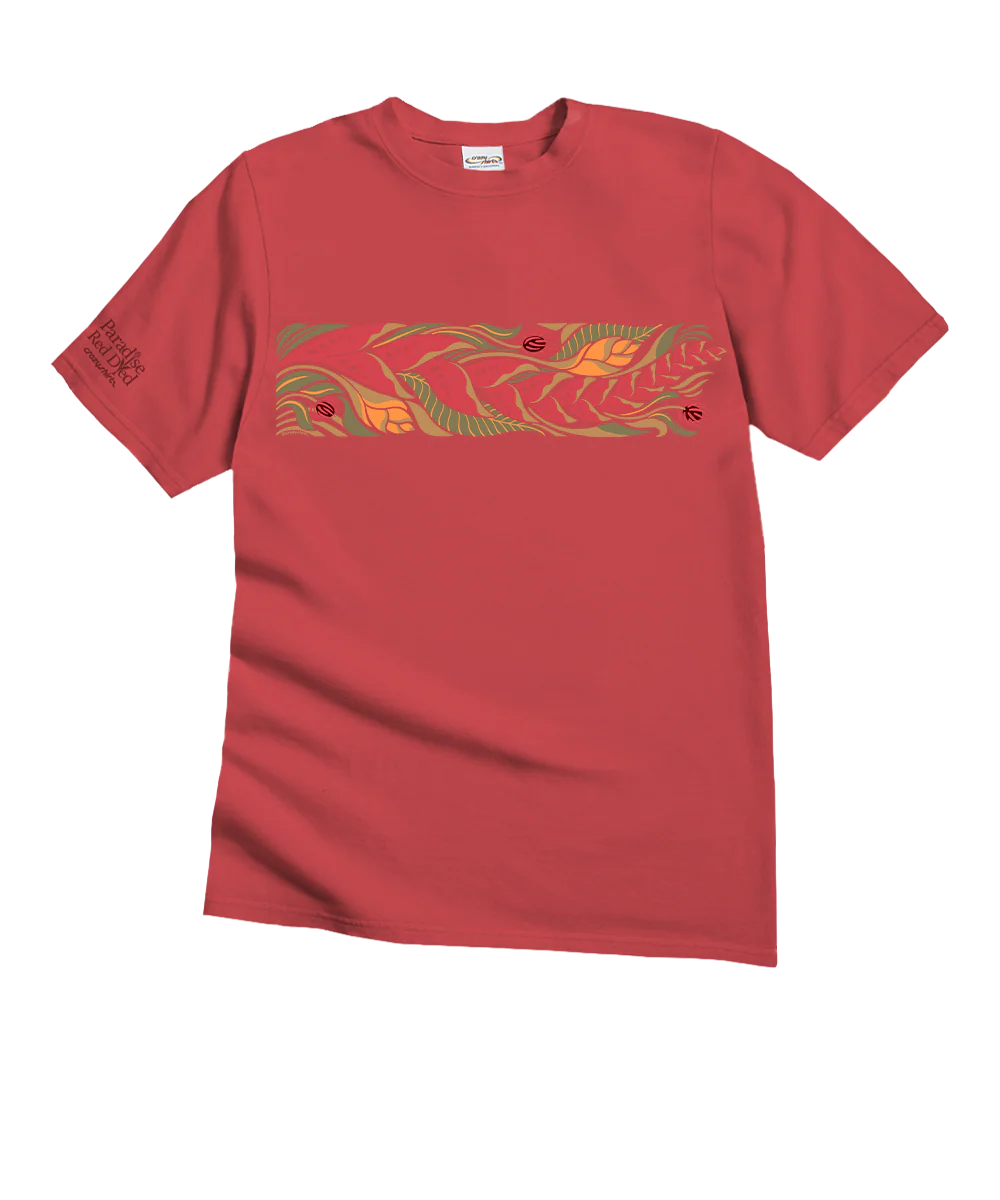Tropical Florals Band - Paradise Red Dyed Short Sleeve Crewneck T-Shirt