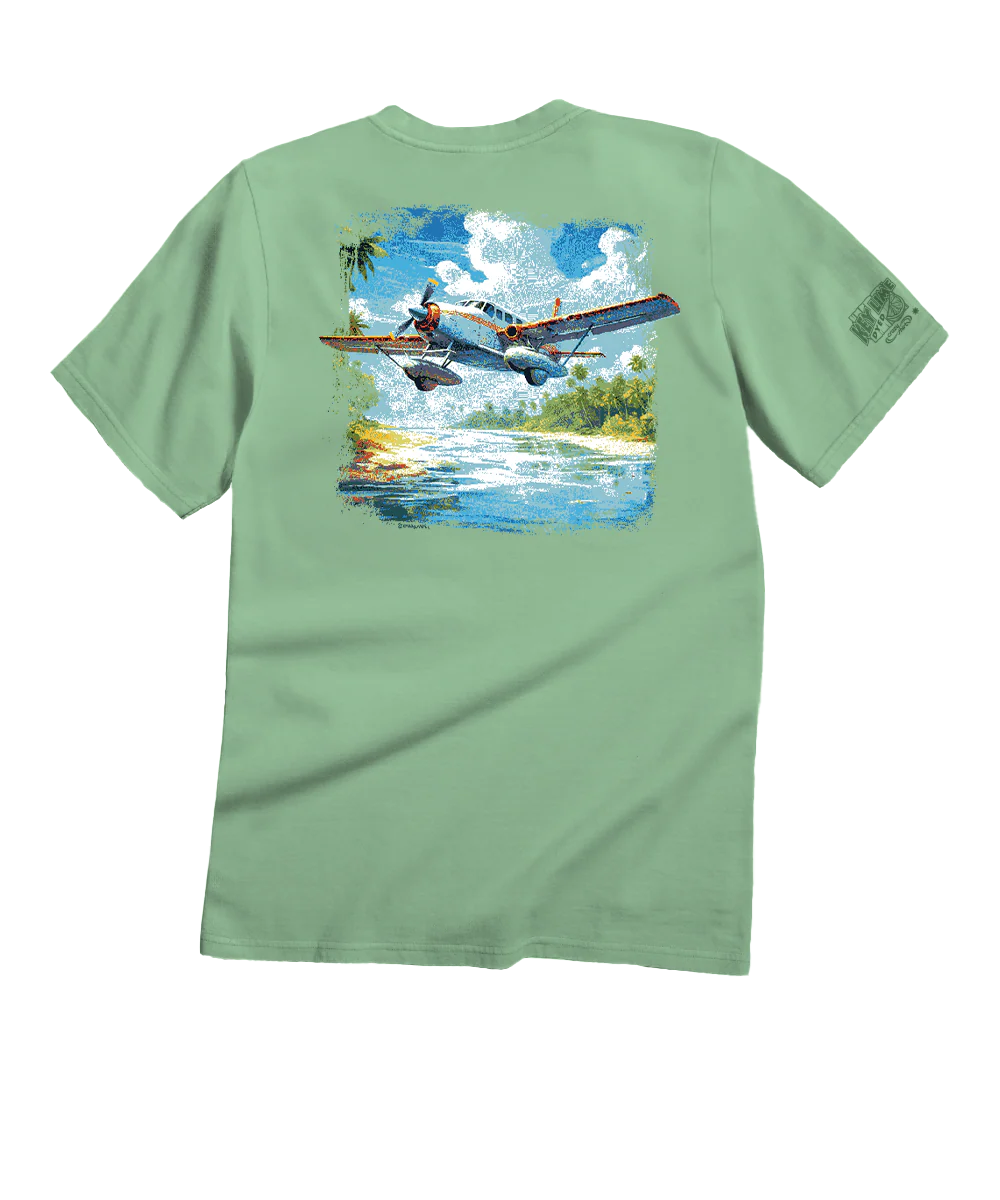 Tropical Seaplane - Key Lime Dyed Short Sleeve Crewneck T-Shirt