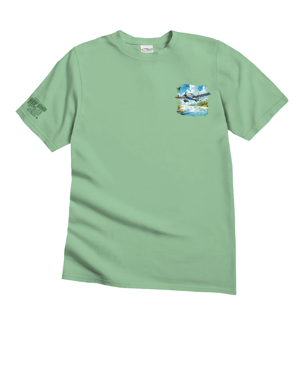 Tropical Seaplane - Key Lime Dyed Short Sleeve Crewneck T-Shirt - Image 4
