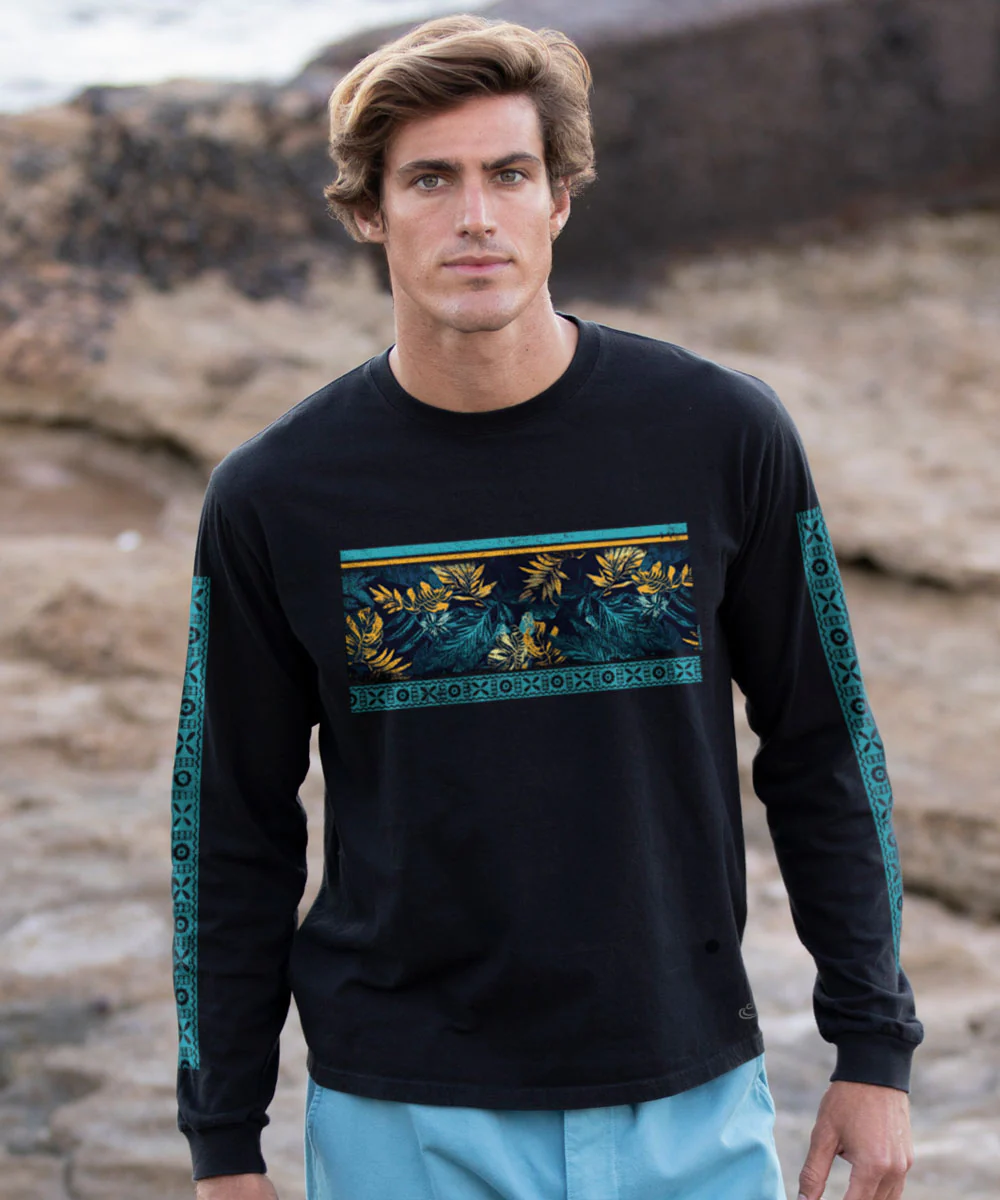 Twilight In Paradise - Black Long Sleeve Crewneck T-Shirt - Image 2