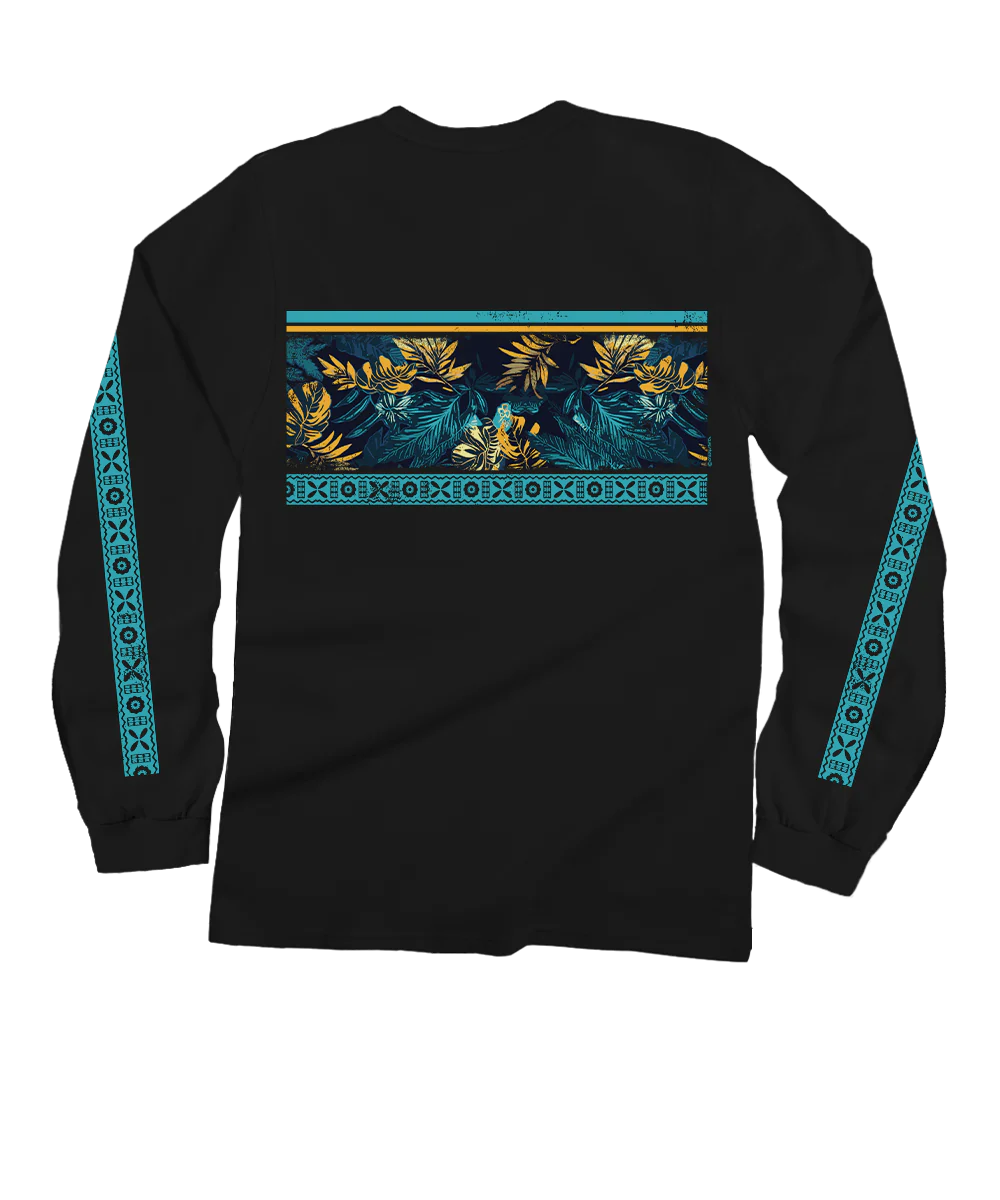 Twilight In Paradise - Black Long Sleeve Crewneck T-Shirt - Image 4