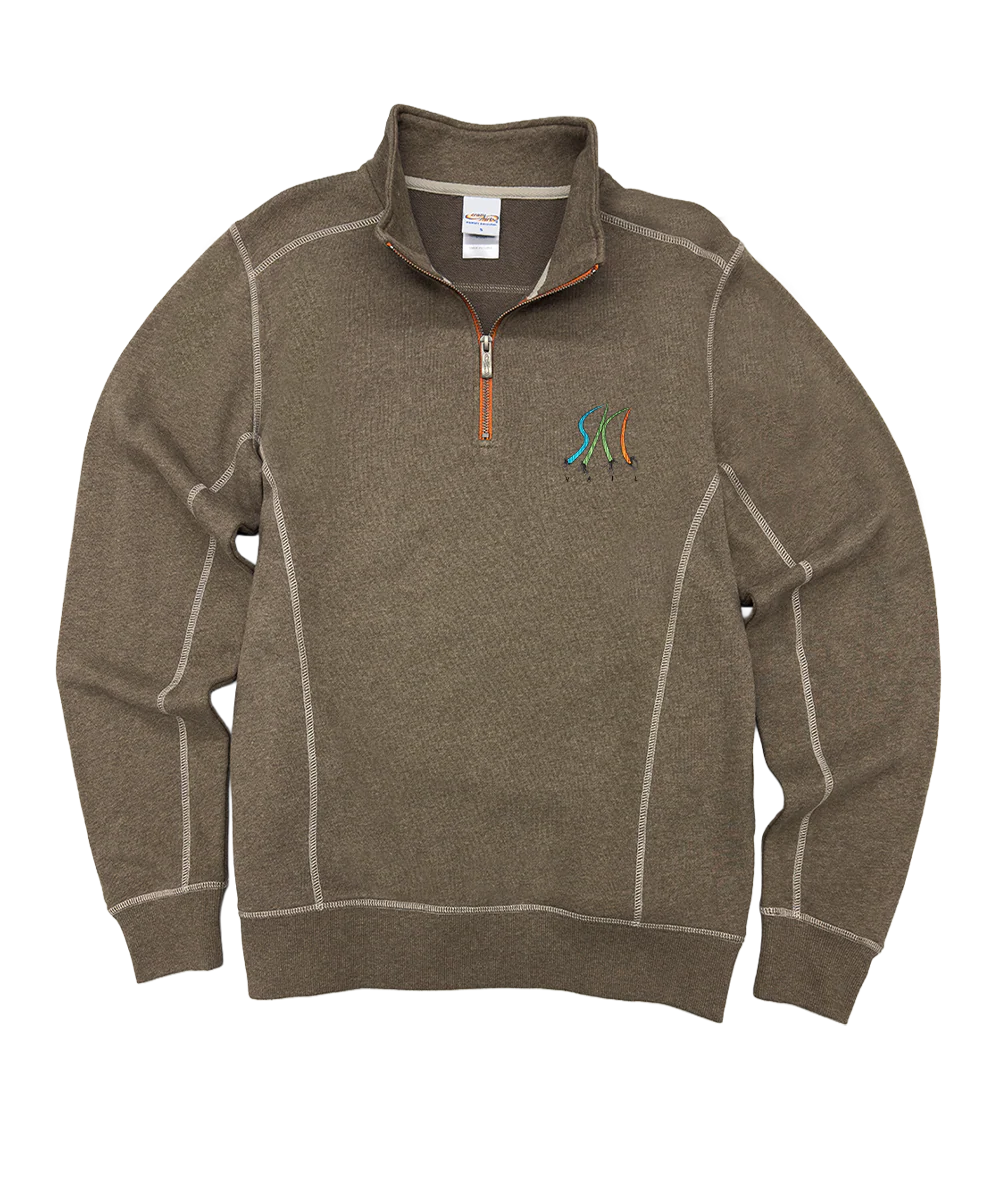 Ultimate Ski - Taupe Heather Long Sleeve Mountain Peak Pullover