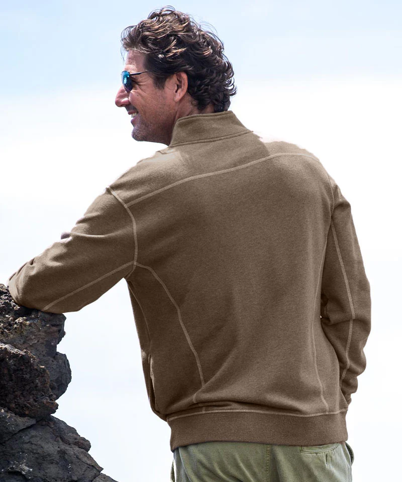 Ultimate Ski - Taupe Heather Long Sleeve Mountain Peak Pullover - Image 3