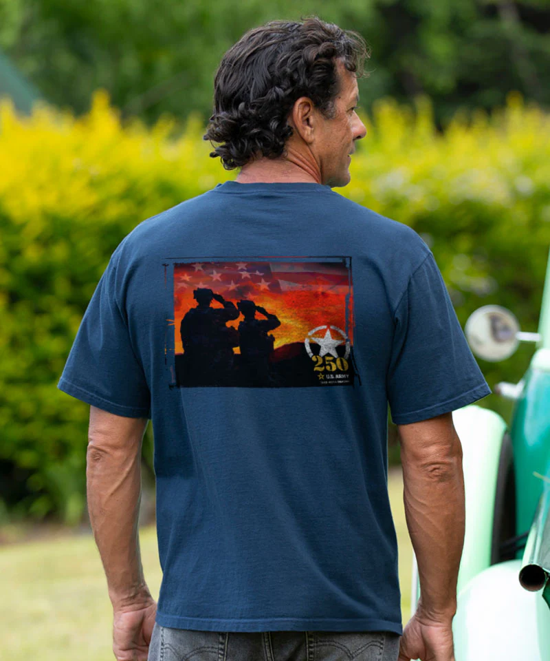 US Army 250th Scenic - Navy Short Sleeve Crewneck T-Shirt - Image 2