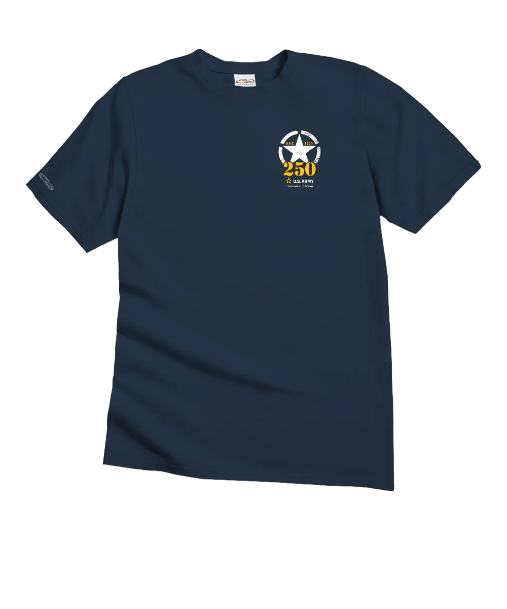 US Army 250th Scenic - Navy Short Sleeve Crewneck T-Shirt - Image 4