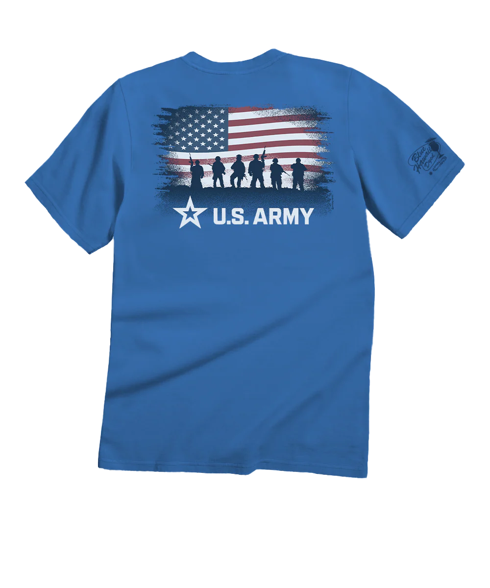 US Army Soldier Flag - Blue Hawaii Dyed Short Sleeve Crewneck T-Shirt