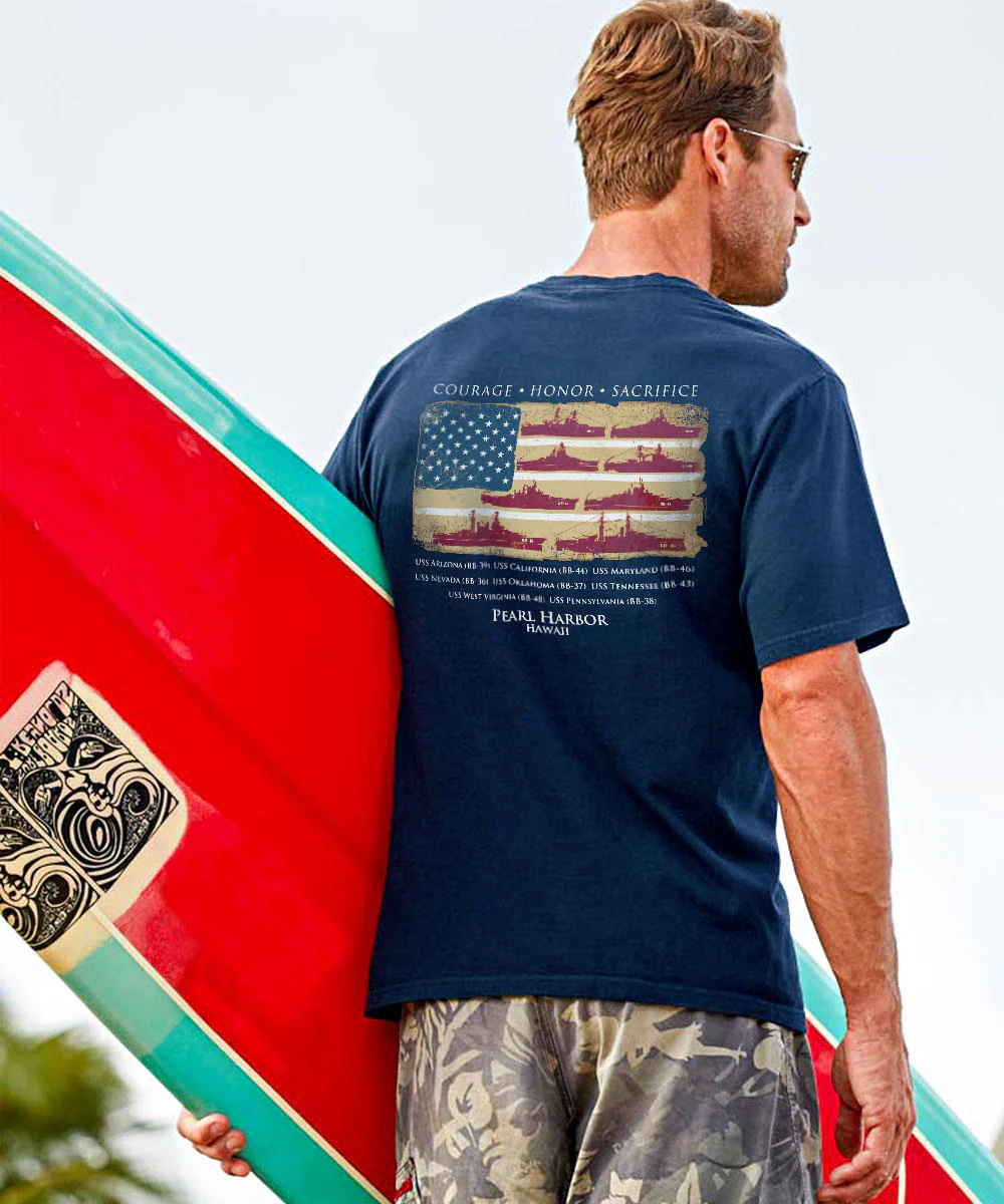 US Honor Flag - Navy Short Sleeve Crewneck T-Shirt - Image 2