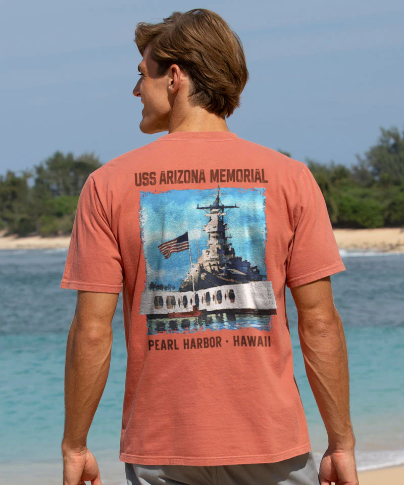 USS Arizona Memorial - Chile Dyed Short Sleeve Crewneck T-Shirt - Image 2