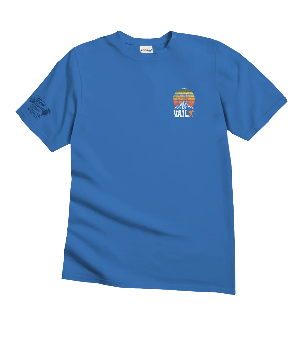 Vail Hiker Sunrise - Blue Hawaii Dyed Short Sleeve Crewneck T-Shirt - Image 4