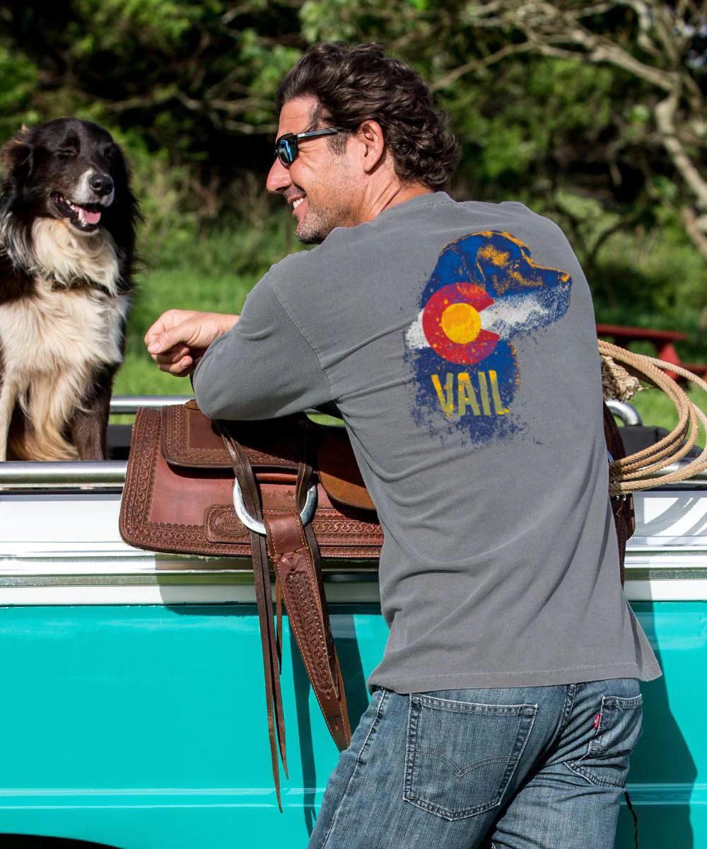 Vail Lab Flag - Crater Dyed® Long Sleeve Crewneck T-Shirt - Image 2