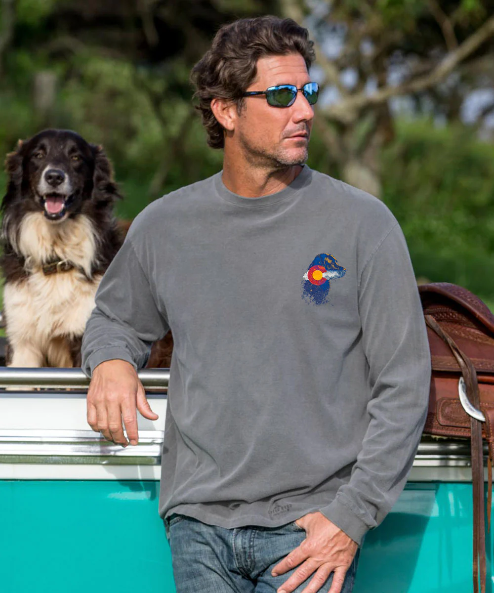 Vail Lab Flag - Crater Dyed® Long Sleeve Crewneck T-Shirt - Image 3