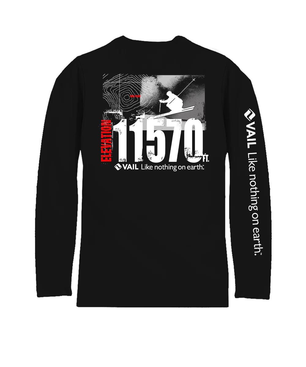 Vail Resort Powder - Jet Black Long Sleeve Pima T-Shirt