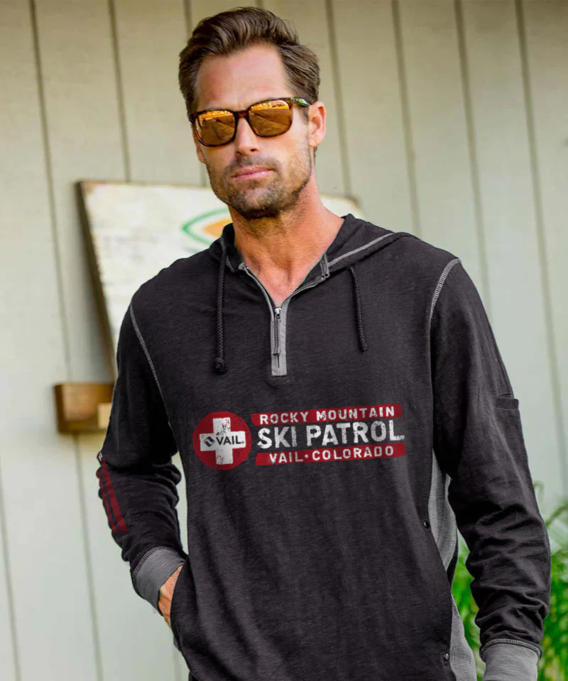 Vail Resort Search And Rescue - Black/Charcoal Long Sleeve Longboard Hooded Tee - Image 3