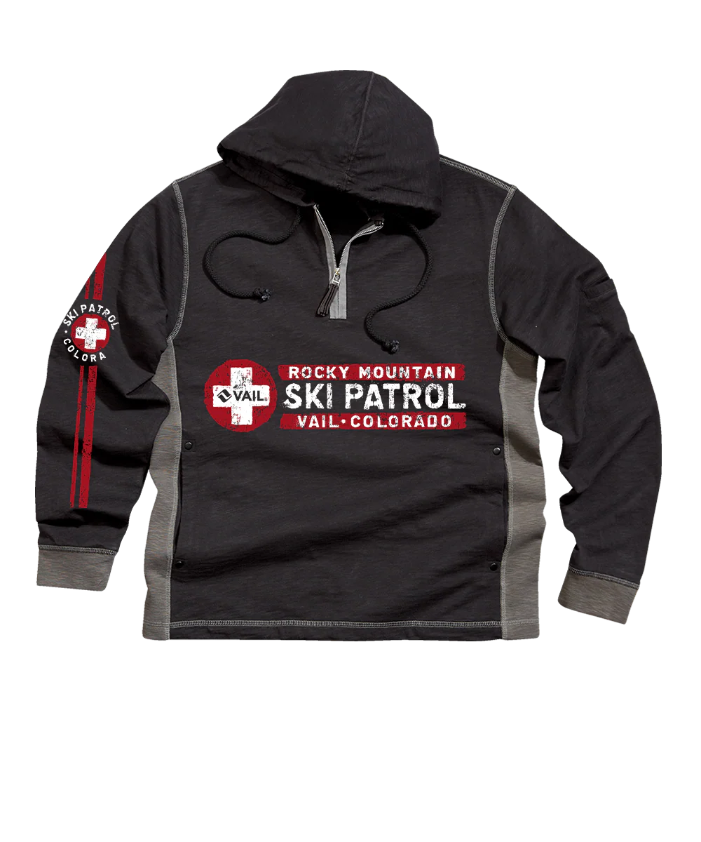 Vail Resort Search And Rescue - Black/Charcoal Long Sleeve Longboard Hooded Tee - Image 4