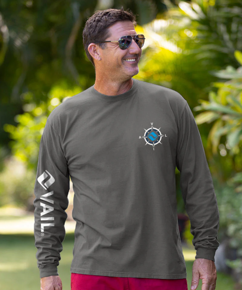 Vail Resort Ski Map - Crater Dyed® Long Sleeve Crewneck T-Shirt - Image 3