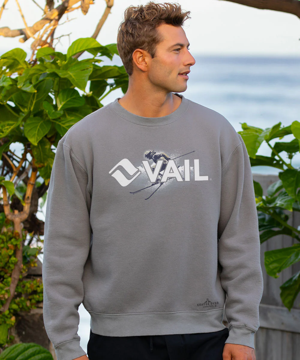 Vail Resort Skier - Crater Dyed® Long Sleeve Sweatshirt - Image 2