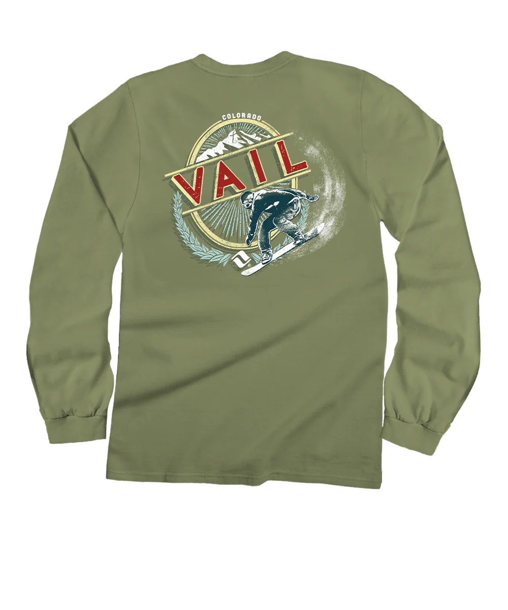 Vail Resort Snowboards - Hemp Dyed Long Sleeve Crewneck T-Shirt