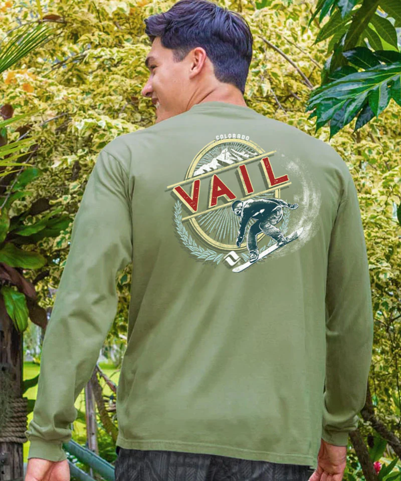 Vail Resort Snowboards - Hemp Dyed Long Sleeve Crewneck T-Shirt - Image 2
