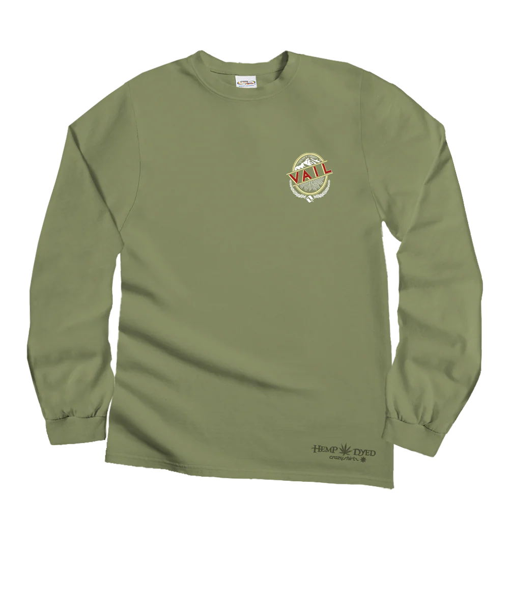 Vail Resort Snowboards - Hemp Dyed Long Sleeve Crewneck T-Shirt - Image 4