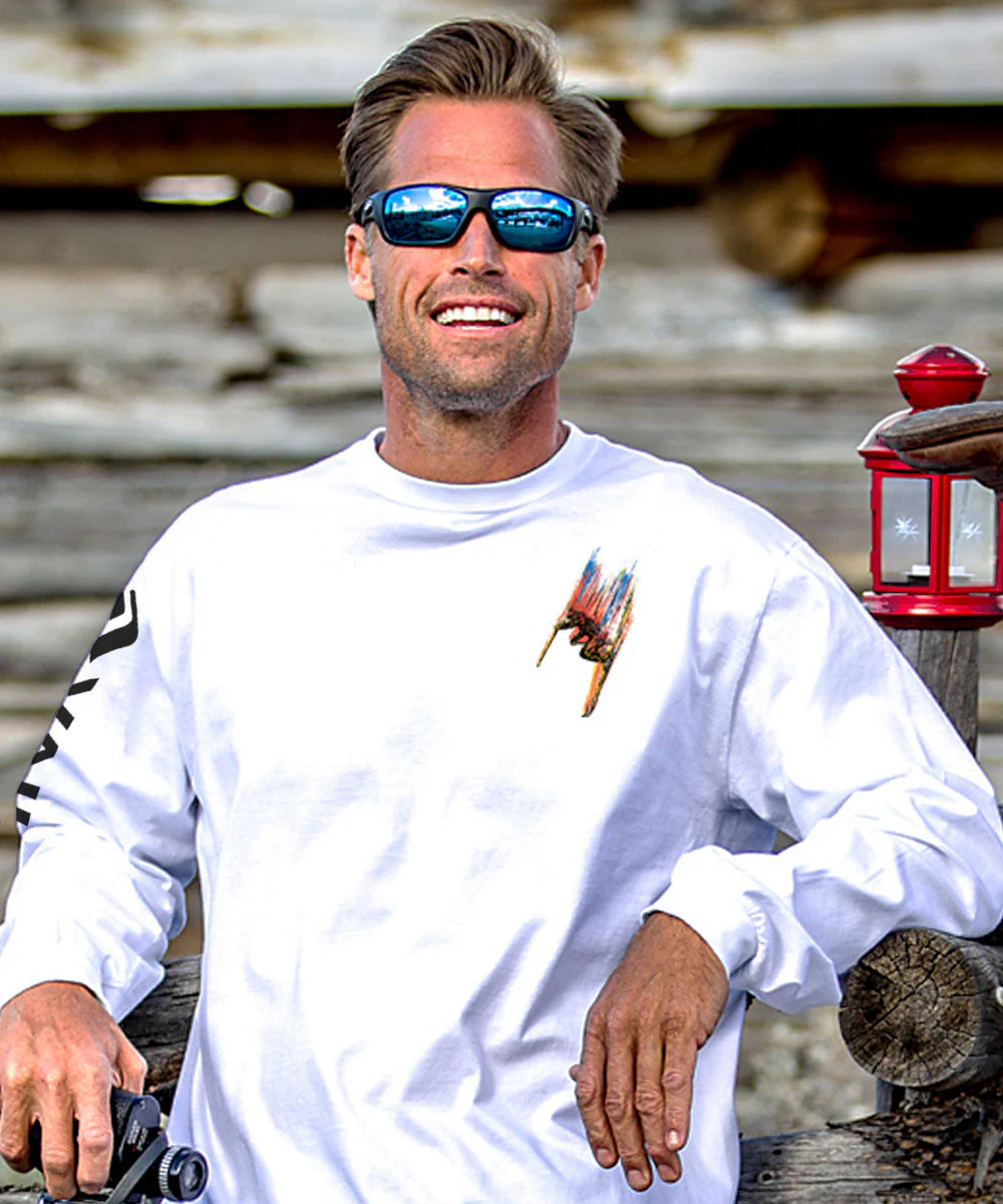 Vail Resort Technicolor Skier - White Long Sleeve Crewneck T-Shirt - Image 3