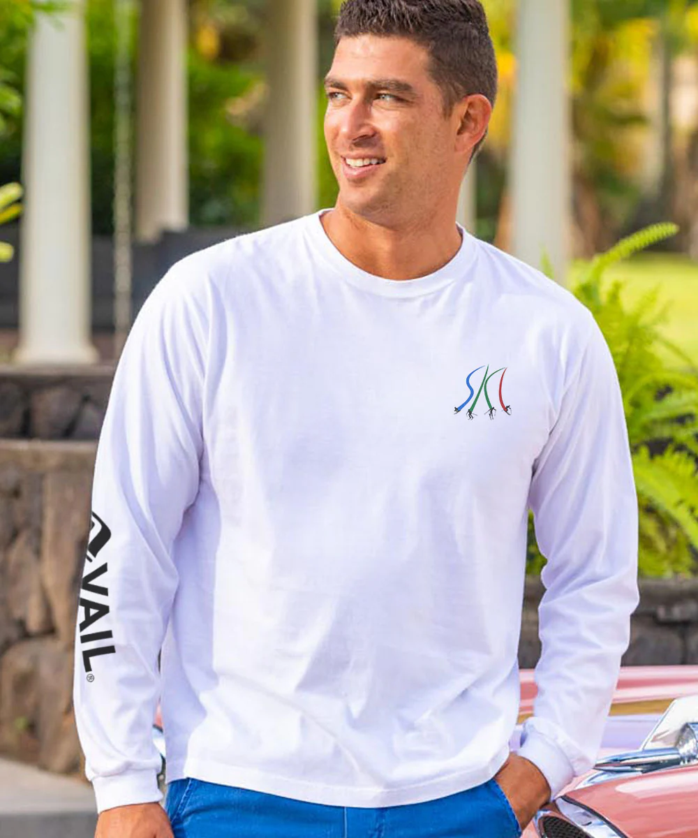 Vail Resort Ultimate Ski - White Long Sleeve Crewneck T-Shirt - Image 3