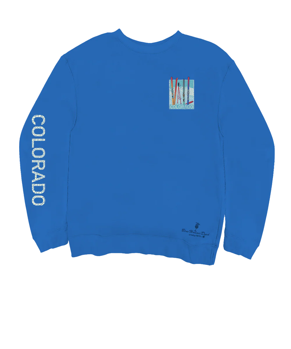 Vail Skis - Blue Hawaii Dyed Long Sleeve Sweatshirt - Image 4