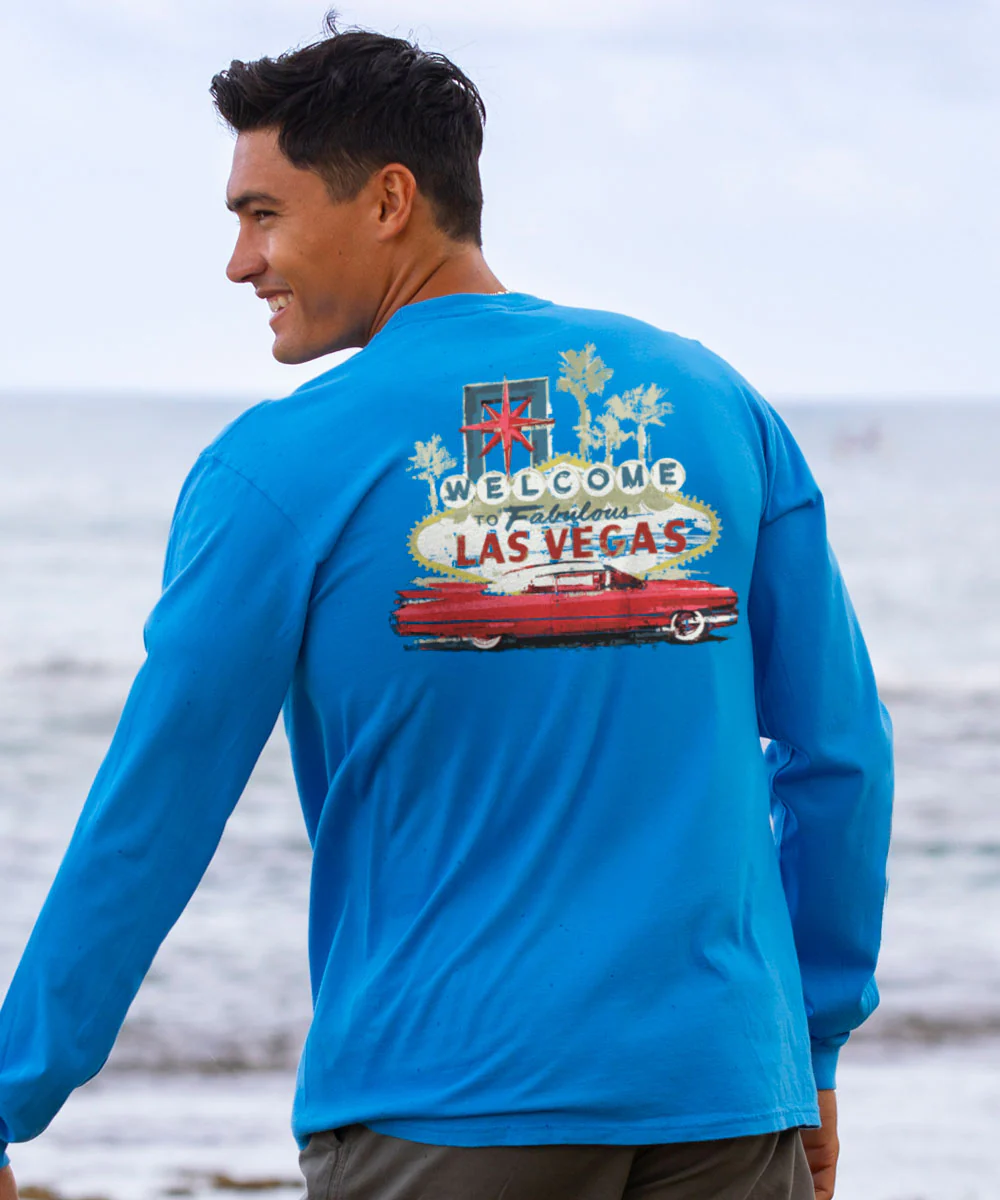Vegas Caddy - Blue Hawaii Dyed Long Sleeve Crewneck T-Shirt - Image 2