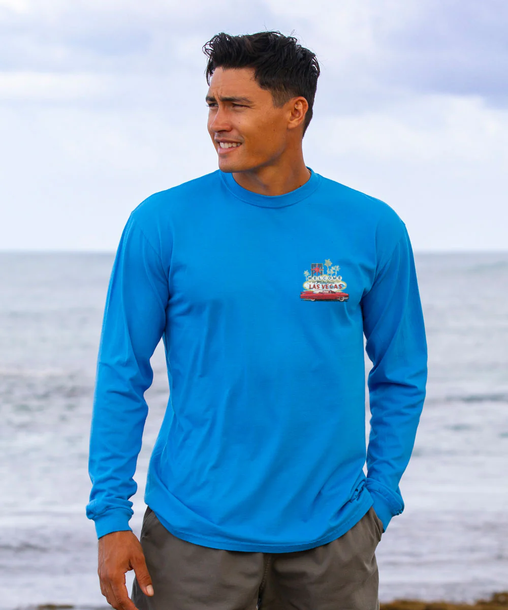 Vegas Caddy - Blue Hawaii Dyed Long Sleeve Crewneck T-Shirt - Image 3