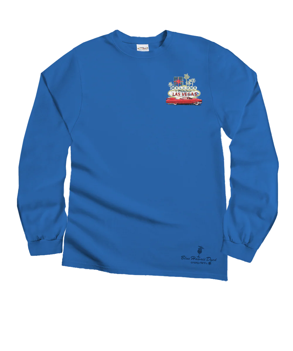 Vegas Caddy - Blue Hawaii Dyed Long Sleeve Crewneck T-Shirt - Image 4