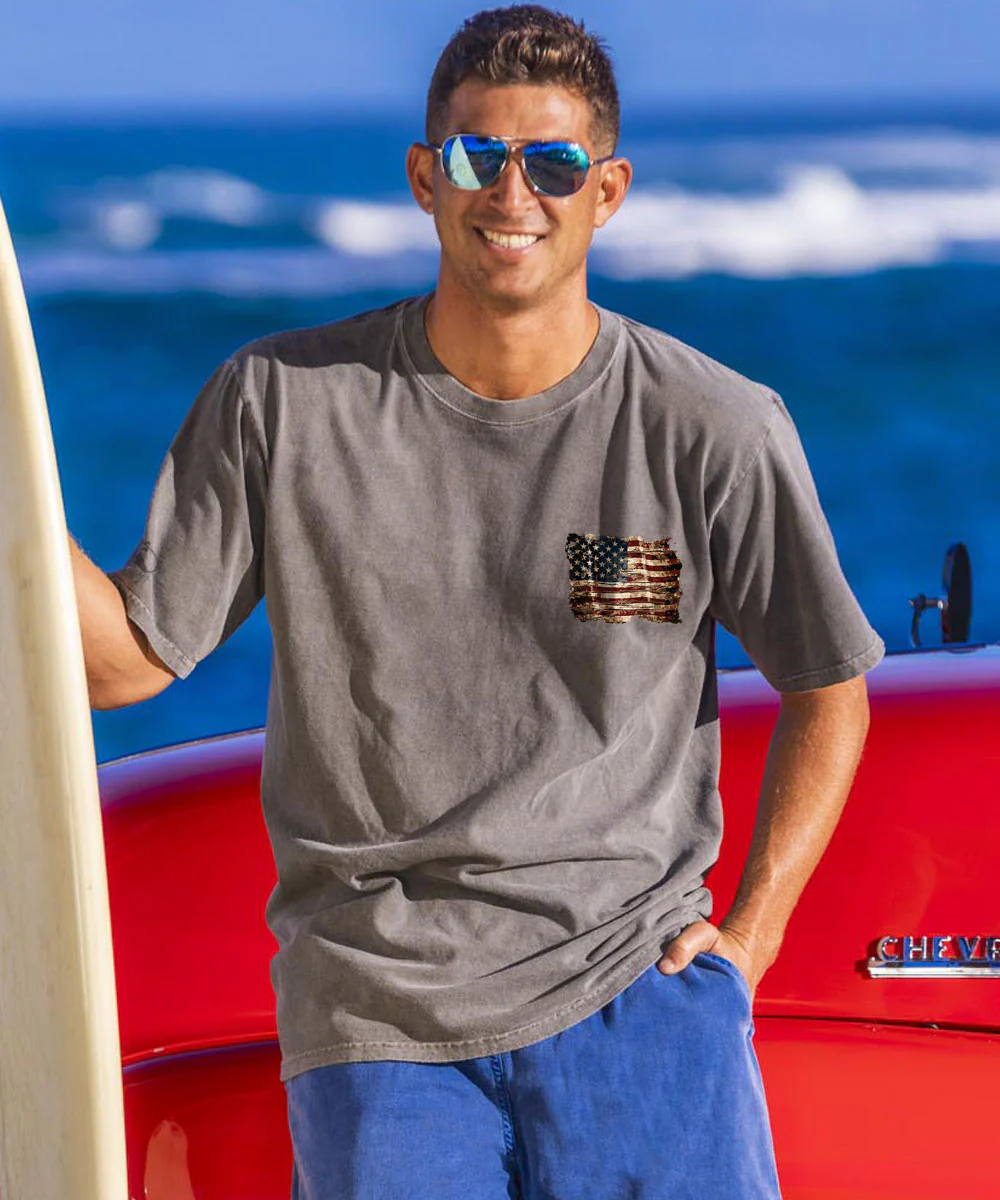 Vintage Flag - Crater Dyed® Short Sleeve Crewneck T-Shirt - Image 3