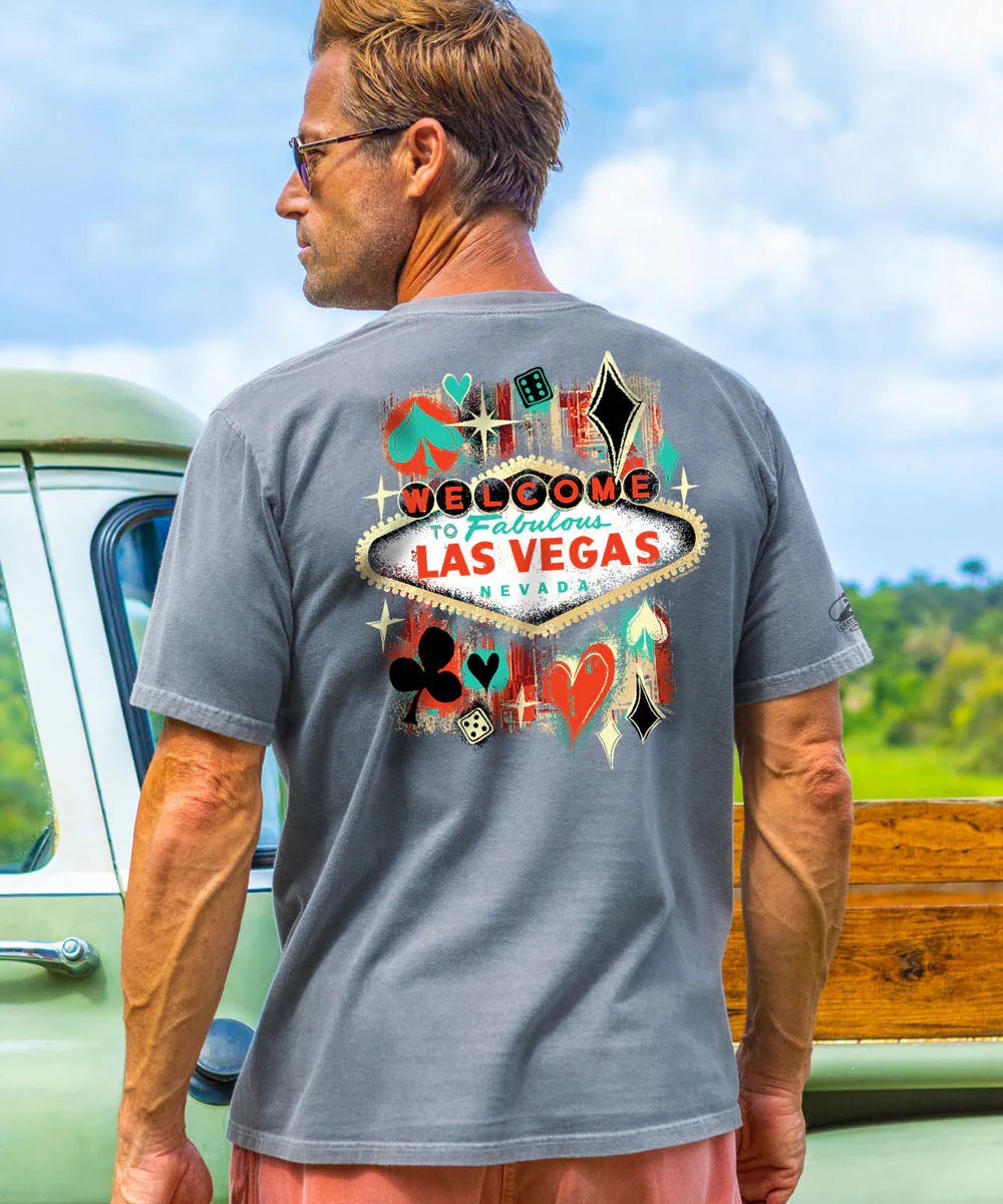 Vintage Vegas Sign - Crater Dyed® Short Sleeve Crewneck T-Shirt - Image 2