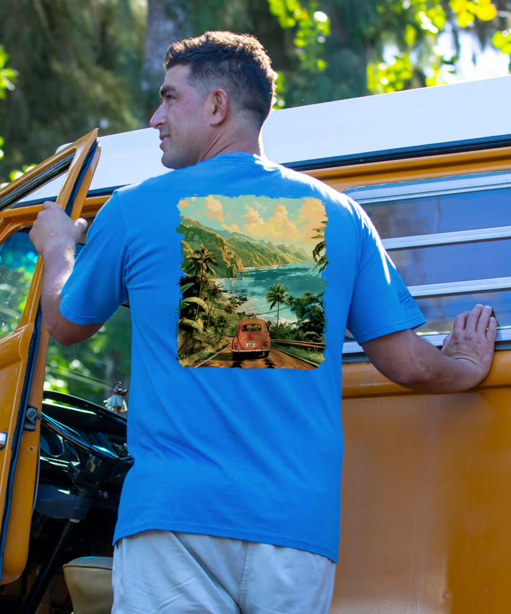 Volkswagen Coastal - Blue Hawaii Dyed Short Sleeve Crewneck T-Shirt - Image 2