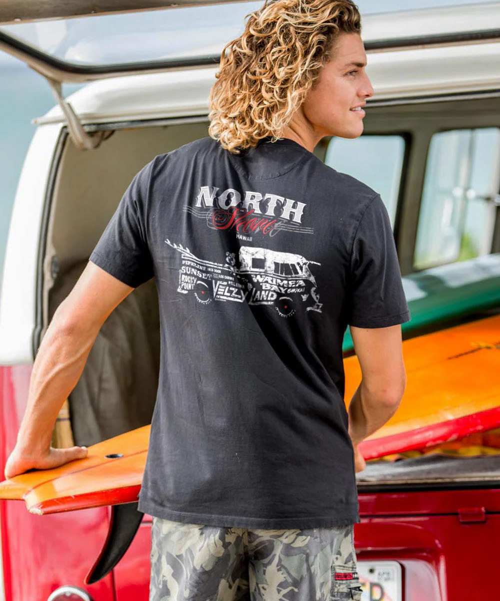 Volkswagen Cool Surf Van - Jet Black Short Sleeve Pima T-Shirt - Image 2