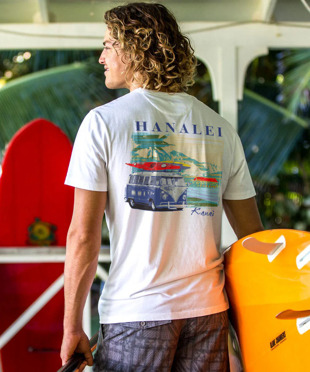 Volkswagen Hanalei Van - White Short Sleeve Pima T-Shirt - Image 2
