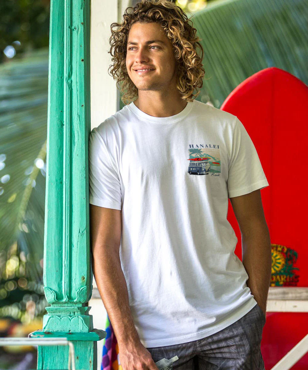 Volkswagen Hanalei Van - White Short Sleeve Pima T-Shirt - Image 3