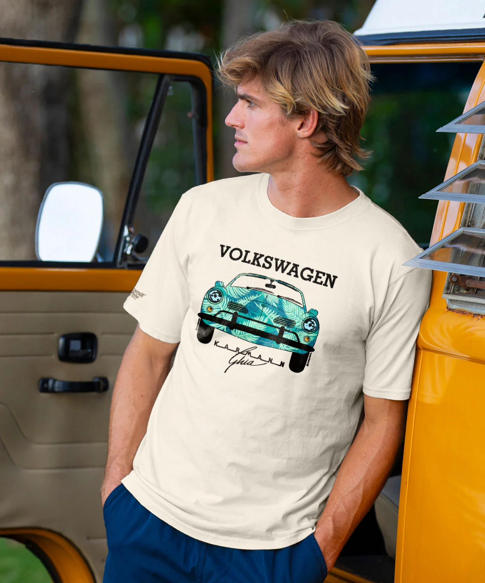 Volkswagen Karmann Ghia Palm - Coconut Dyed Short Sleeve Crewneck T-Shirt - Image 2