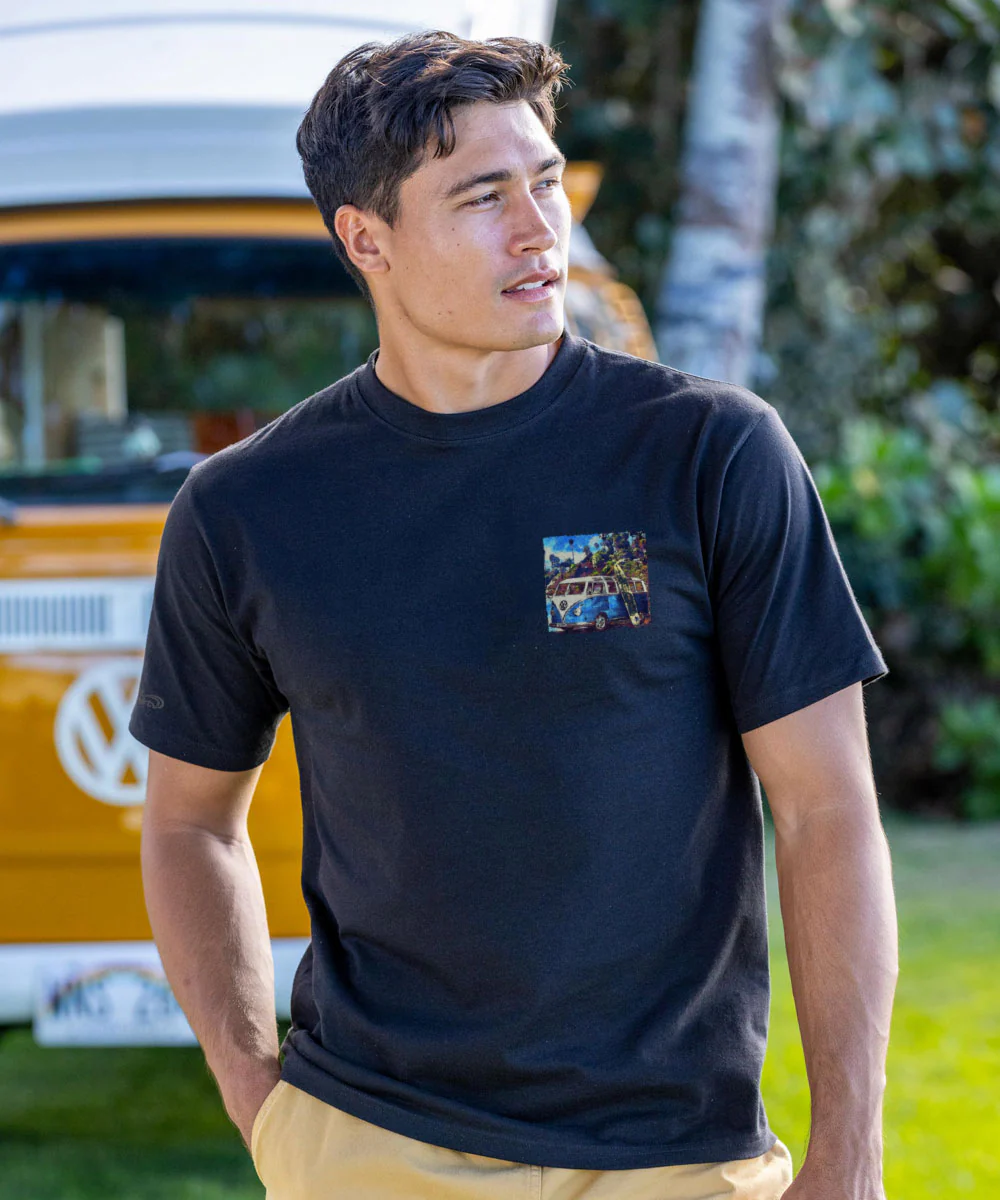 Volkswagen Laguna Beach Van - Black Short Sleeve Crewneck T-Shirt - Image 3