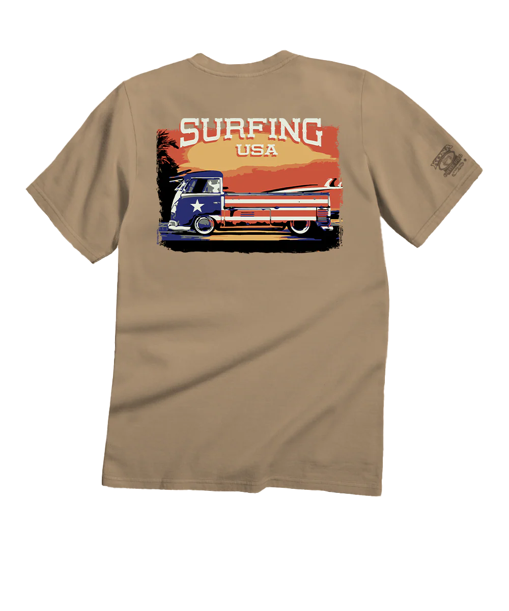 Volkswagen Surfing USA - Kona Coffee Dyed Short Sleeve Crewneck T-Shirt