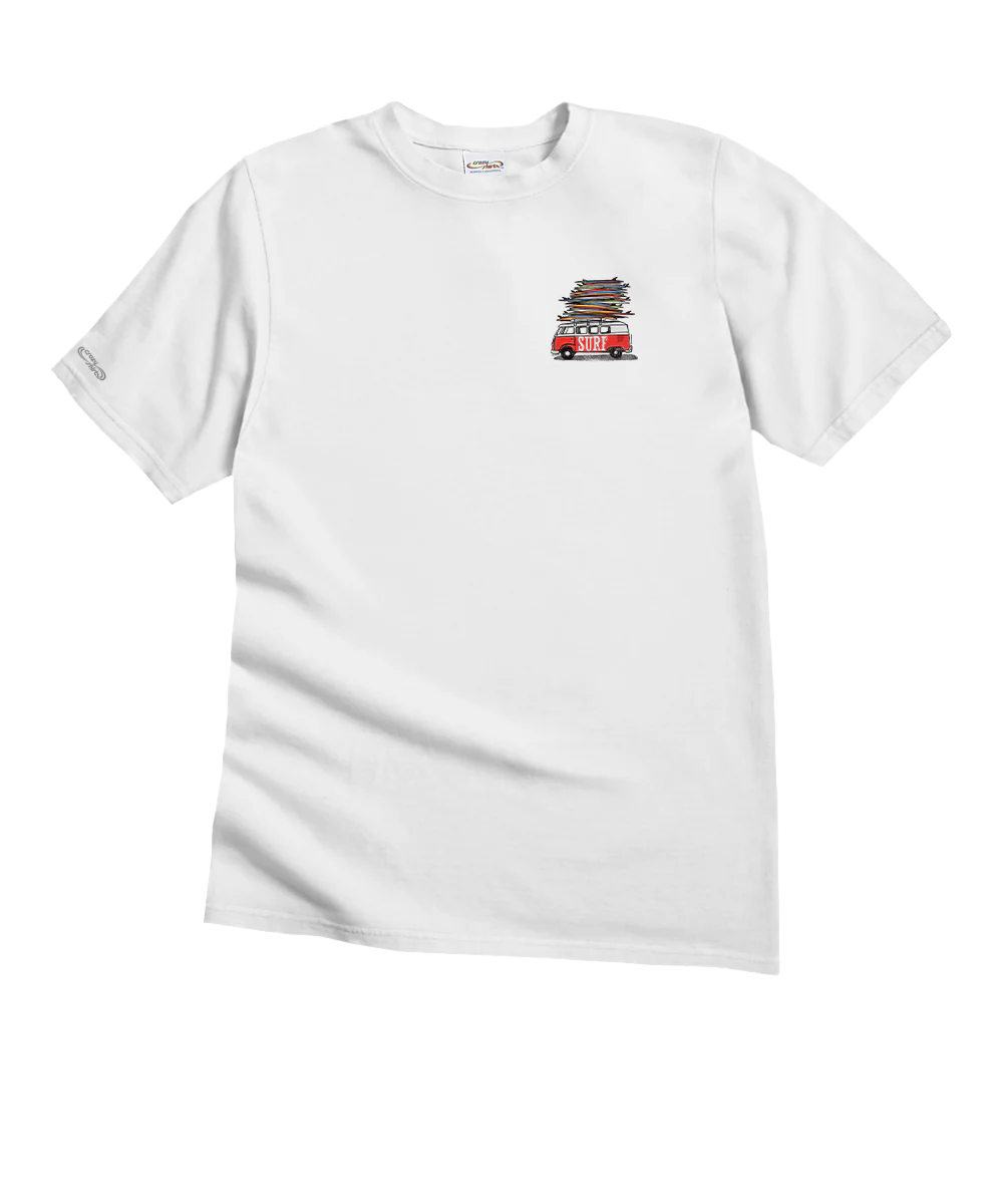 Volkswagen Surfmobile - White Short Sleeve Crewneck T-Shirt - Image 4