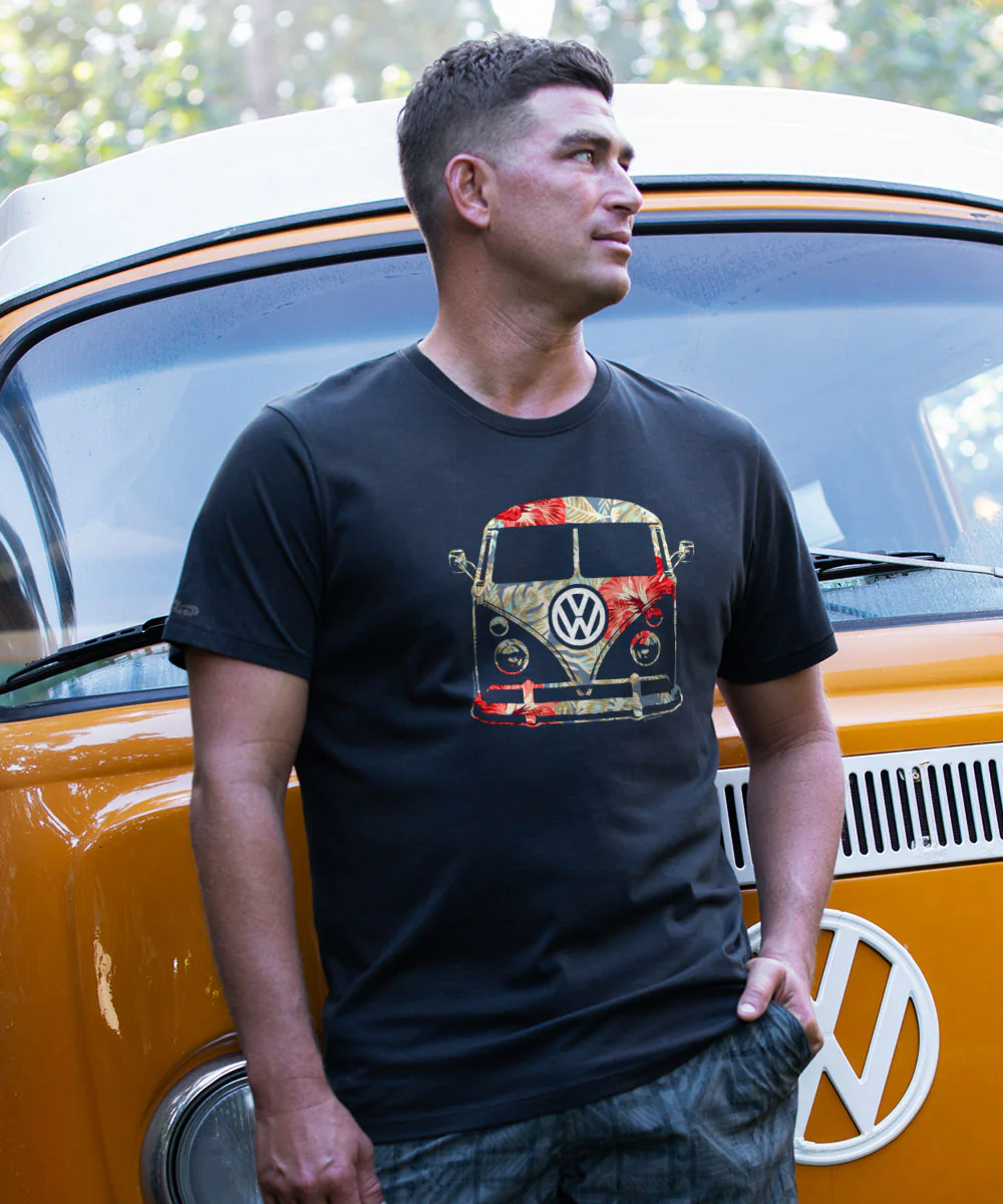 Volkswagen Tropical Ride - Jet Black Short Sleeve Pima T-Shirt - Image 2